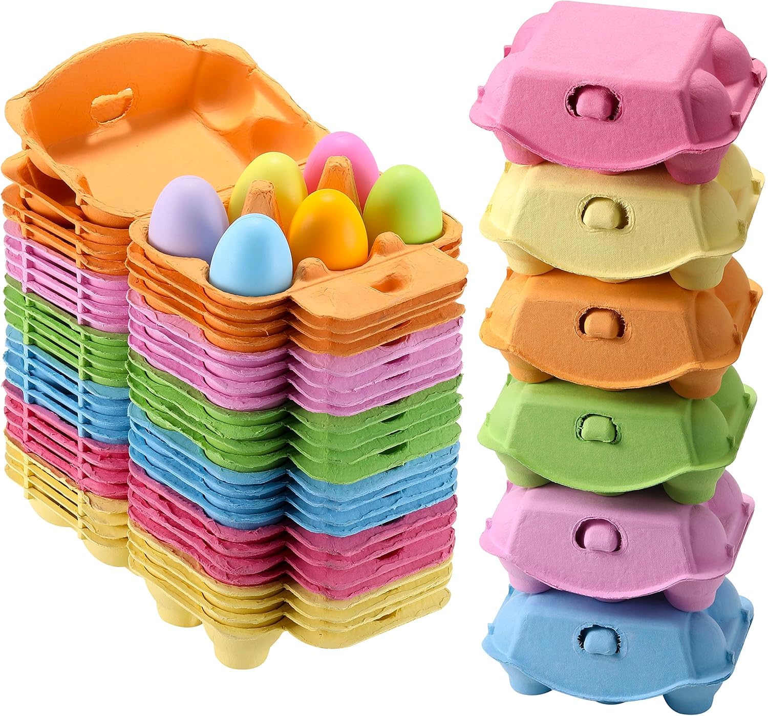 Eierkarton, Colorful Eierkarton für je 6 Eier, Robust und Langlebig, Eierbox Eier Behälter für Hühn/DIY Geschenke Ostern Handwerk, Sicherer Transport & Aufbewahrung von Hühnereiern