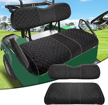 Roykaw 1680D Oxford Cloth Golf Cart Seat Covers Universal Compatible with EZGO TXT, Backrest Bottom Seat Cover, No Drilling Required/Breathable/Washable Air Dry/Soft Comfortable