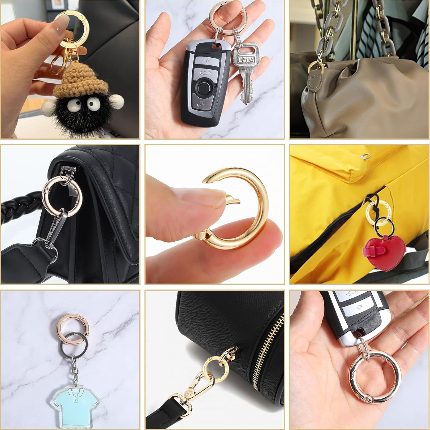 4 Pcs Metal O Ring for Purse Strap 1 Inch Gold Key Spring Rings for Handbag & Keys Clip Opening Snap Trigger Round Carabiner Clasp - Image 7