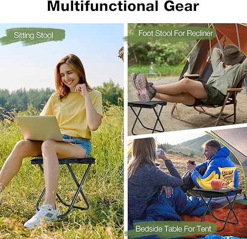 Miniatura 7 de Taburete de camping portátil plegable de 16 pulgadas, resistente, 350 libras, para adultos, taburete de viaje ligero con bolsa de transporte, color