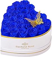 Vista 22 de Eterfield 27 flores para siempre en caja con forma de corazón, rosas preservadas que duran un año, flores preservadas, regalos de cumpleaños