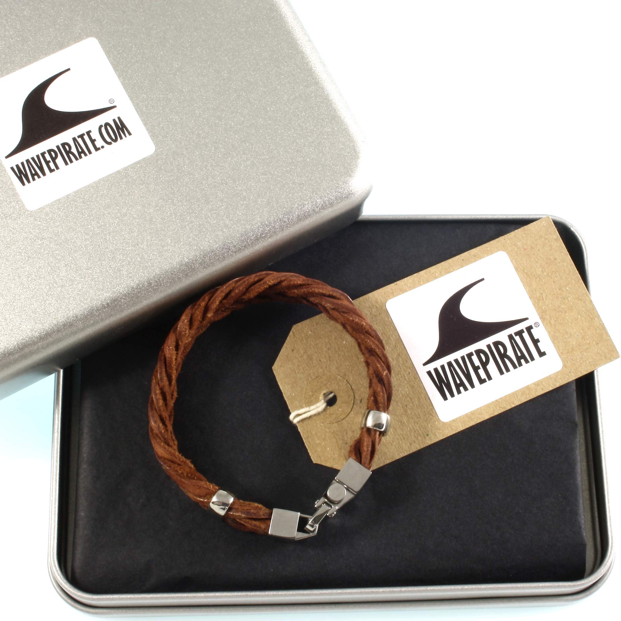 Echt Leder-Armband TURN F15 Cognac für Herren - Magnetverschluss, Edelstahl, Geschenkbox