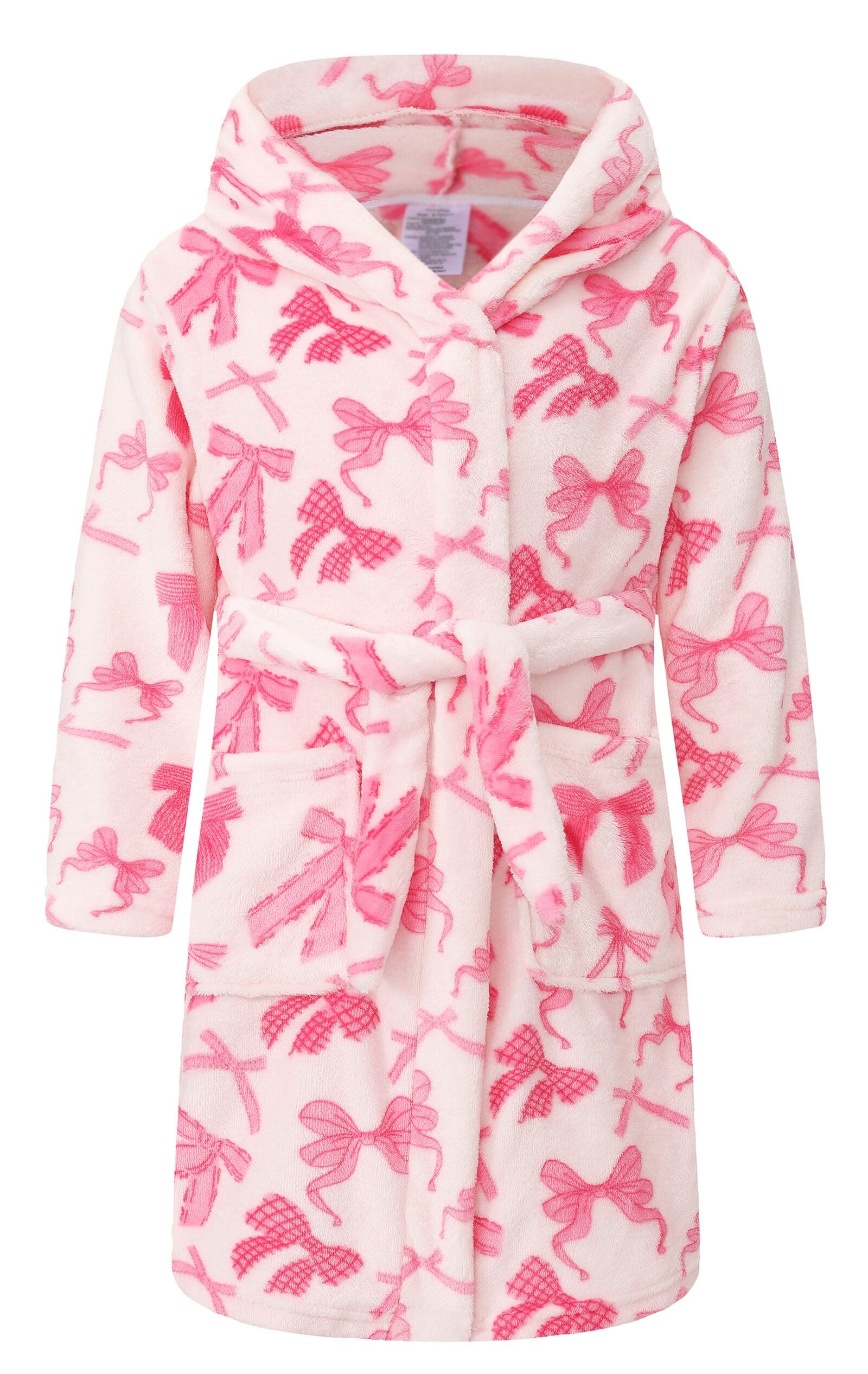Kids Hooded Bathrobe Girls Soft Plush Hooded Flannel Pajamas Sleepwear Boys Spa Robe