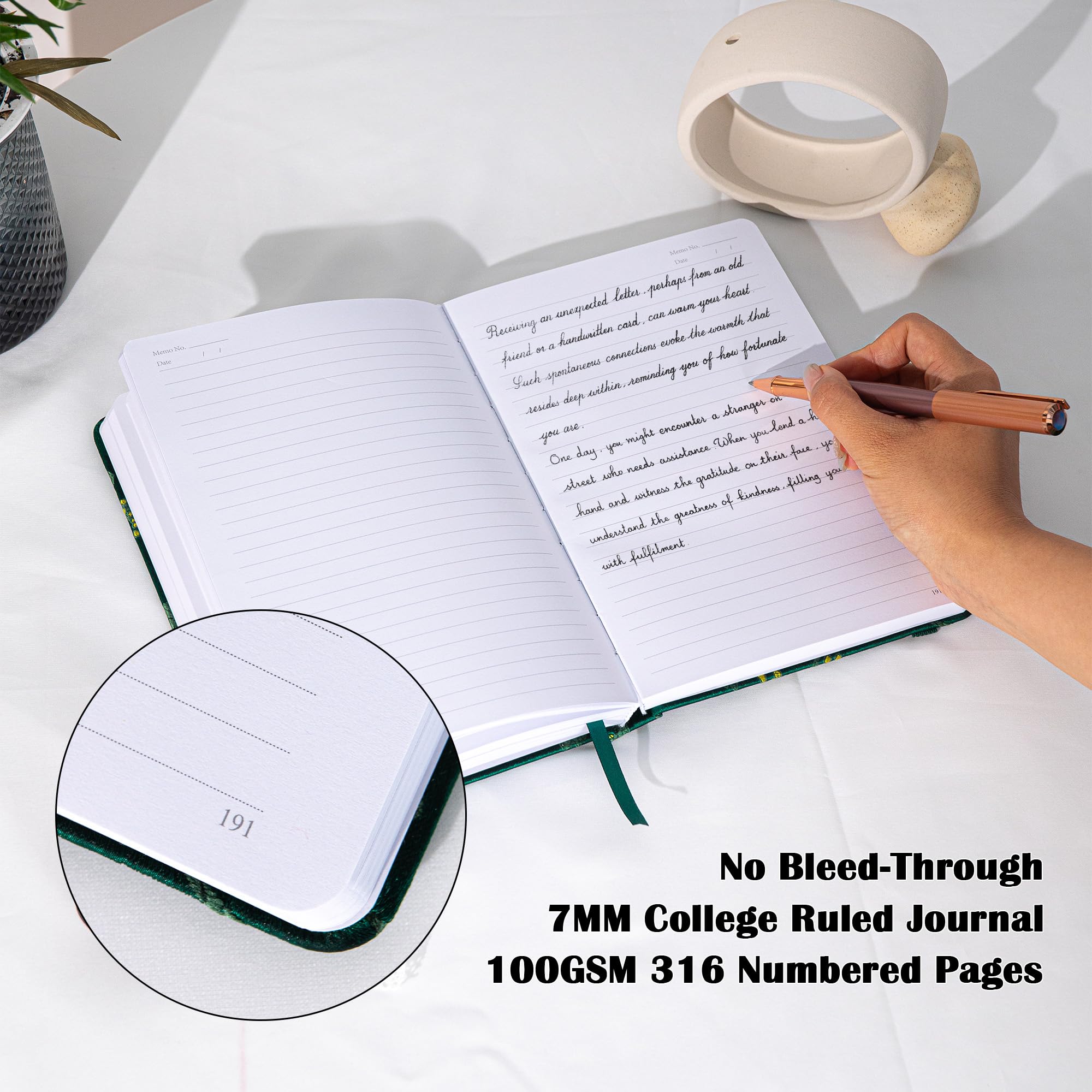 TIEFOSSI Classic College Ruled Writing Notebook For Women Men, 316 Numbered Pages Diary 100 GSM, A5 Hardcover Notebook With Pocket, Journals For - View #11