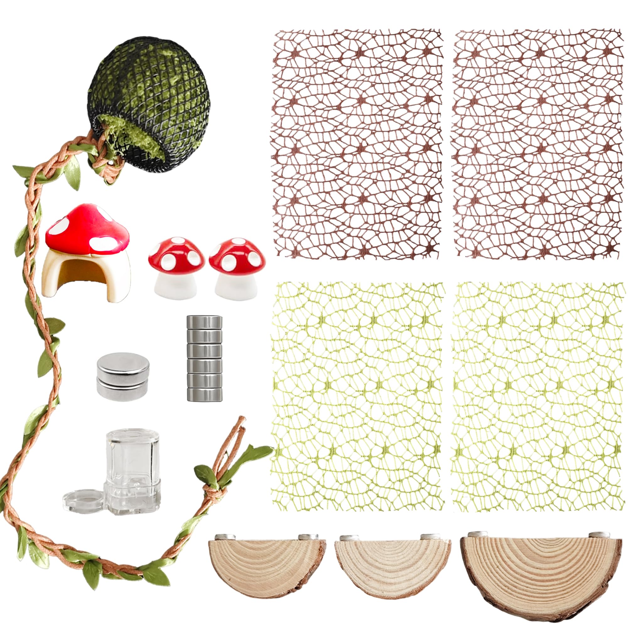 Kit araignée sautante avec toile d'escalade aimantée et cachette en bois