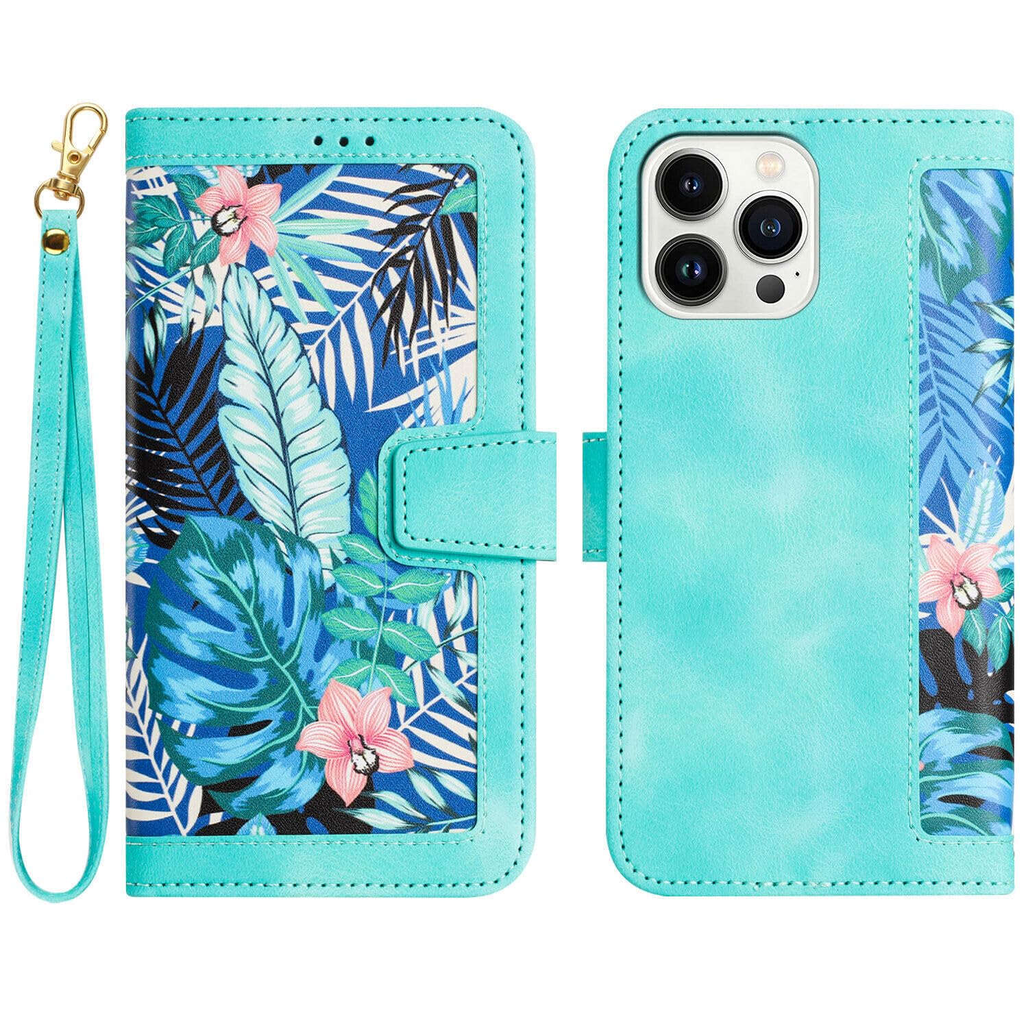 Portefeuille magnétique iPhone 14 Plus étui flip back vert - 8