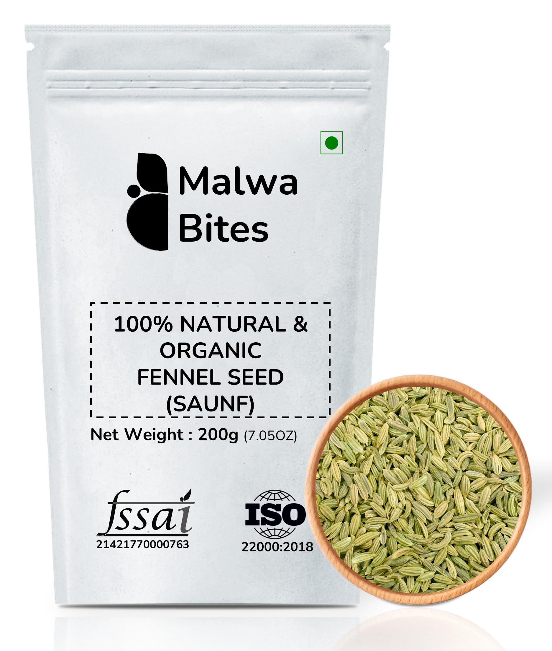 Malwa Bites Organic Whole Fennel/Saunf Seeds 400gm | Big Size, Variali, Sounf Good for Weight Management | Unpolished and Natural Flavaour 200gm (Pack of 2) (B0BSLL3YZ8) Amazon Price History, Amazon Price Tracker