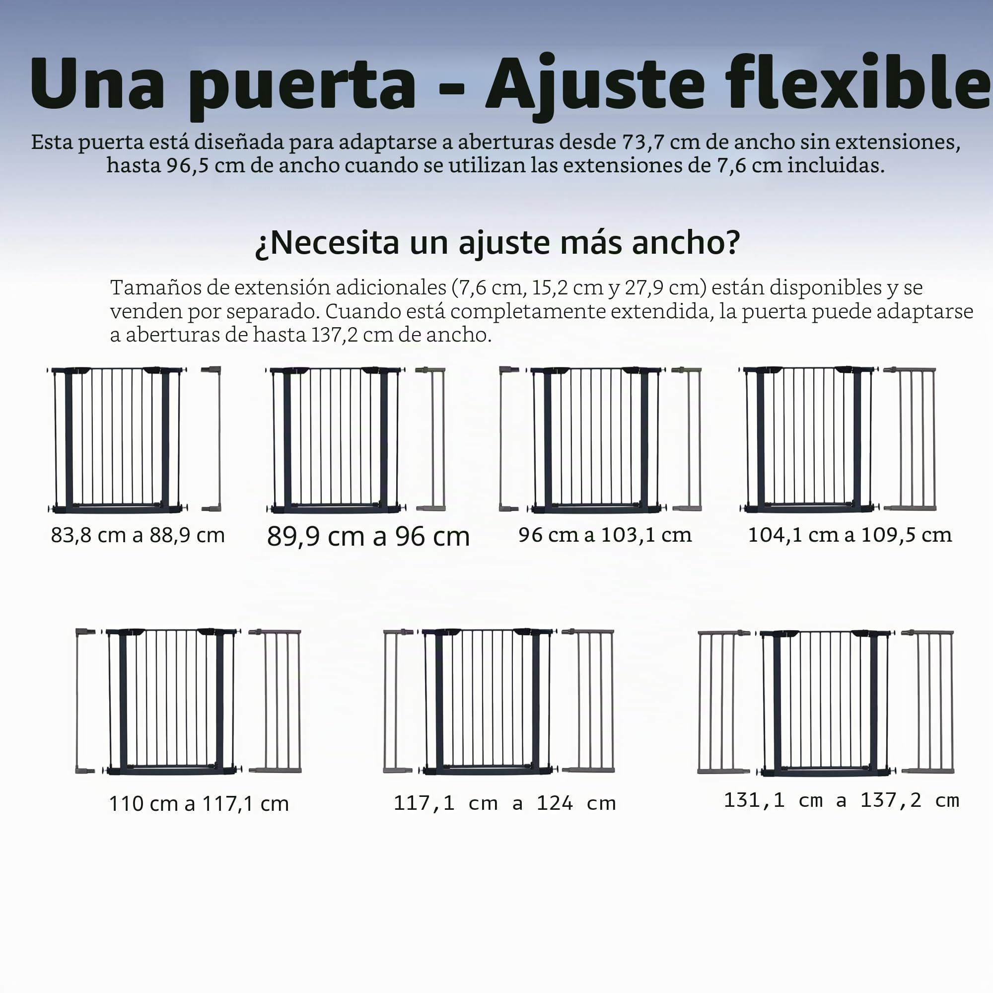 MidWest Homes for Pets - Puerta de paso de acero grafito para mascotas, 75,9 cm de alto, se expande hasta 96,5 cm de ancho, incluye extensiones de 7,6 cm