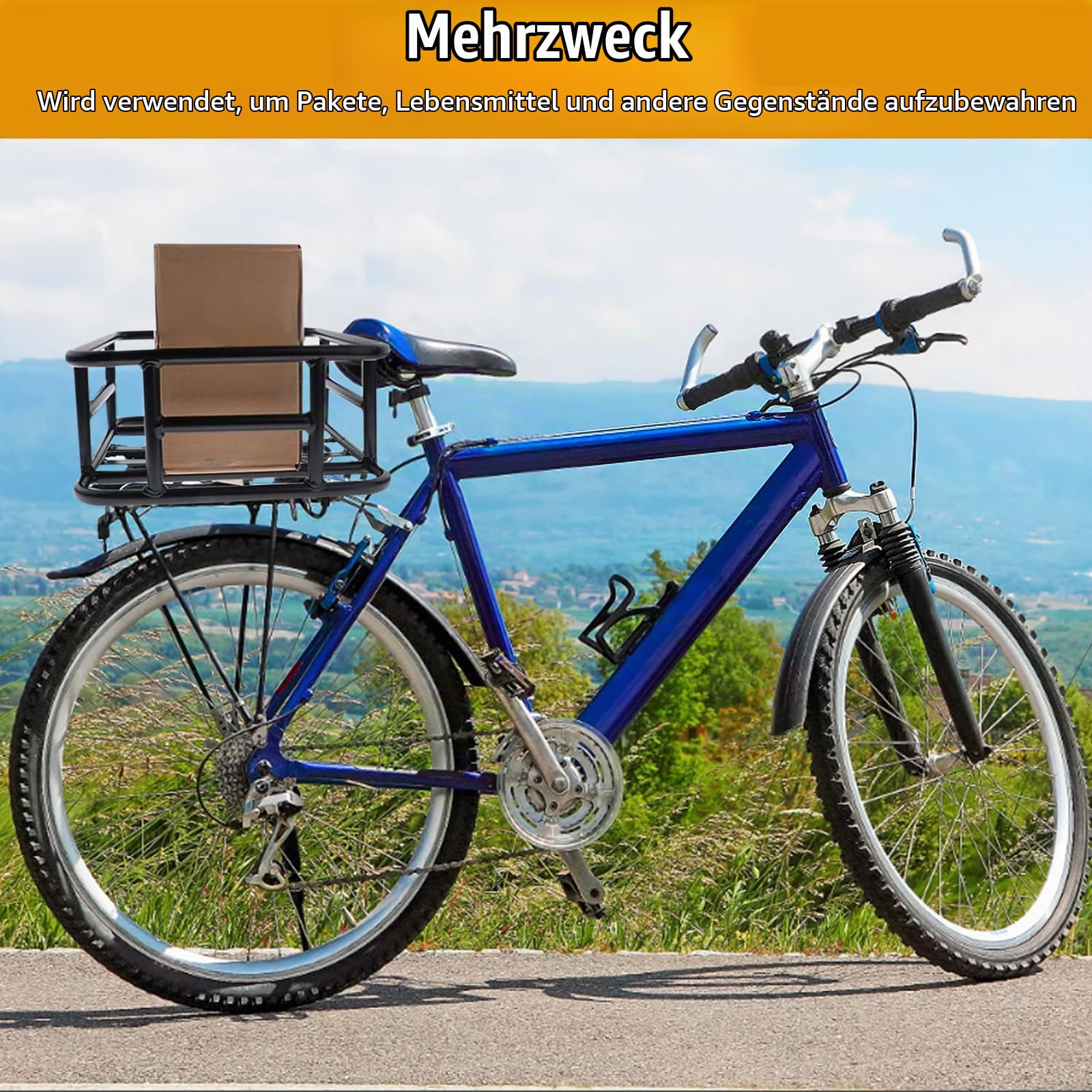 Großer Hinterer Fahrradkorb mit Eisenrahmen,Multifunktionaler Korb für Elektrofahrzeuge und Fahrräder, fahrradkorb hinten,Großer Abnehmbarer Fahrradkorb aus Metall hinten