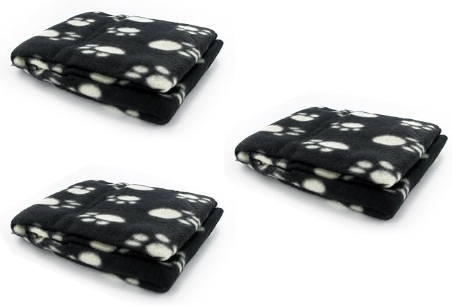 MOTTDAM 3 x Black Soft Fleece Warm Pet Dog/Cat Bed Blankets