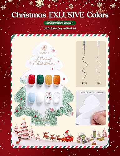 Miniatura 3 de Beetles Gel Polish Merry Glitzmas Calendario de Adviento de Navidad 2025  Juego de arte de uñas de cuenta regresiva de 24 días de Navidad con mini