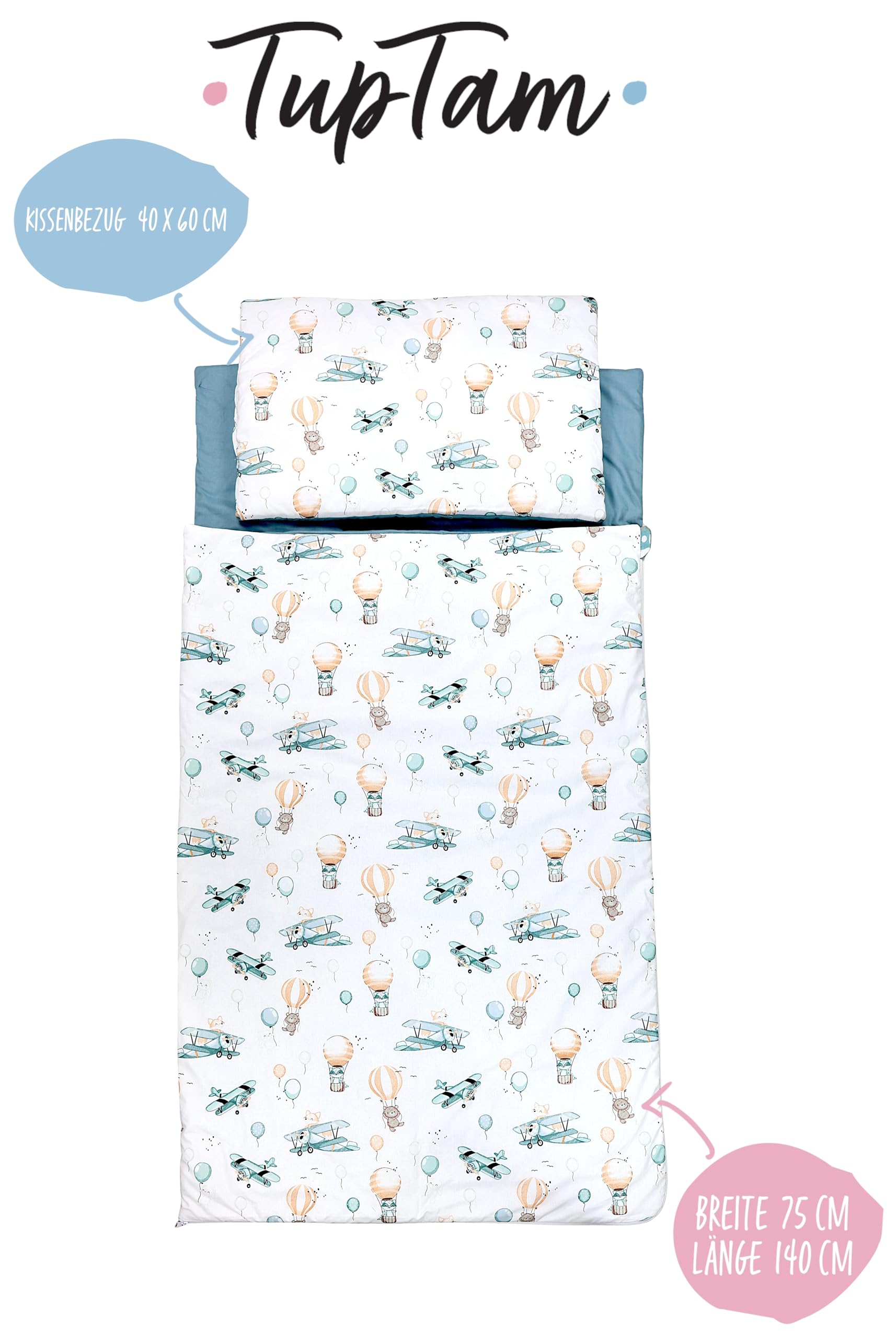 TupTam Saco de Dormir Tipo Manta con cojín y Bolsa – Saco Infantil 135×70 cm para guardería, Viajes y casa