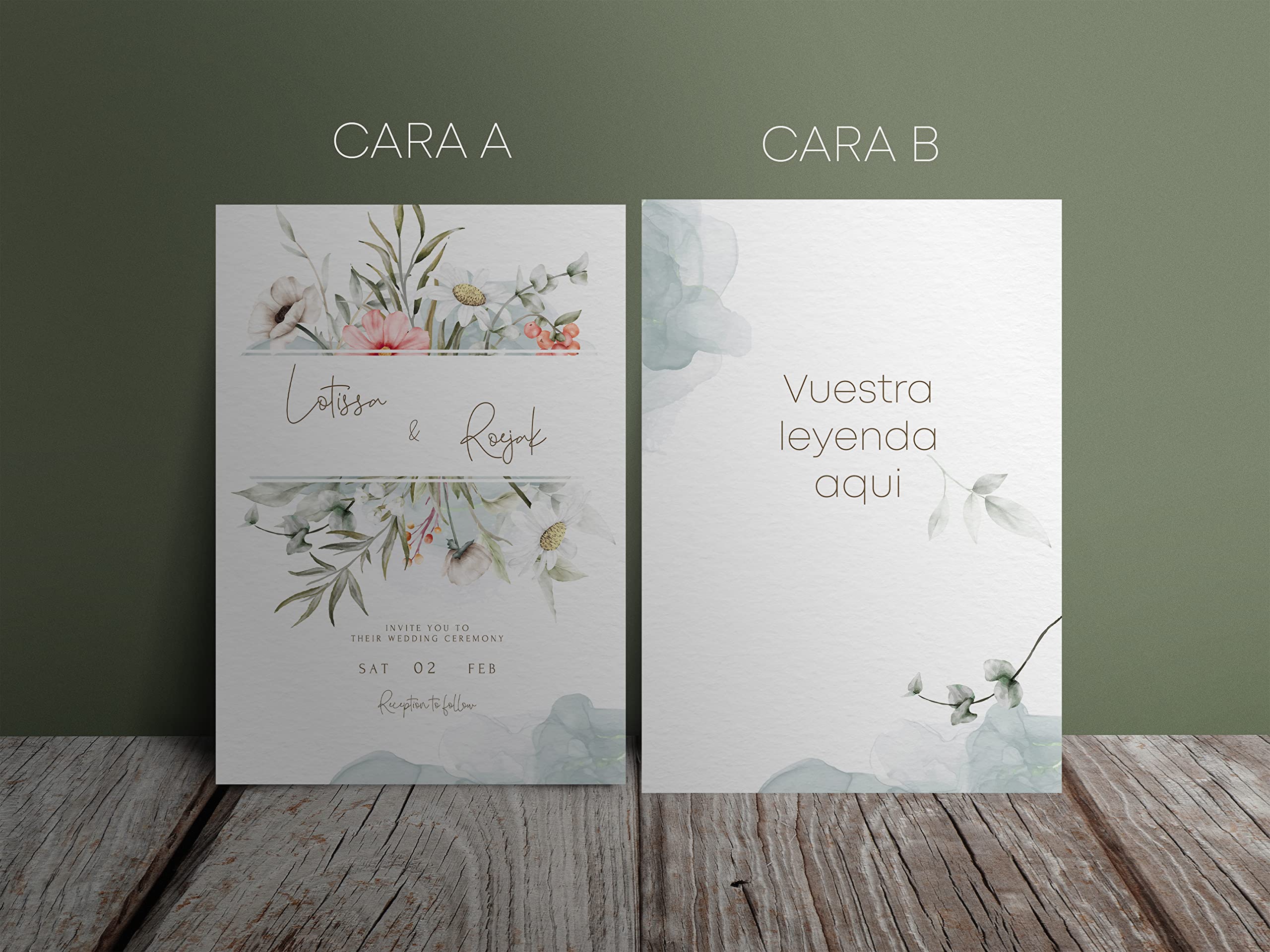 Genérico Invitaciones de Boda personalizadas de lujo PAQUETE DE 50 UNIDADES IMPRESION A 2 CARAS