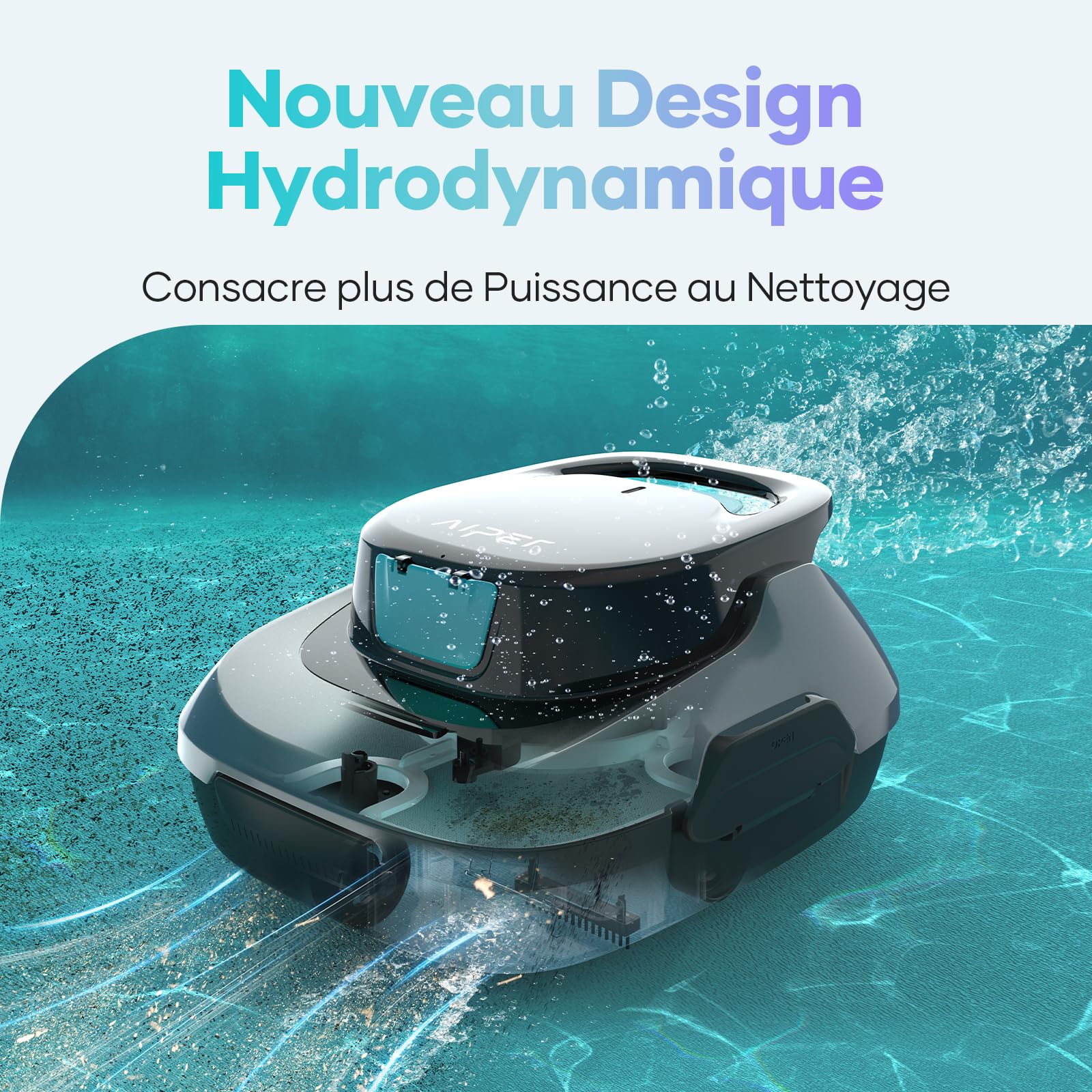 AIPER Kabelloser Poolroboter, Poolsauger Akku mit Doppelantrieb, Selbstparkend, Poolreinigungsroboter, Geeignet für Flache Pools bis zu 80 m2 (Dauer 90 Minuten) (Generalüberholt)
