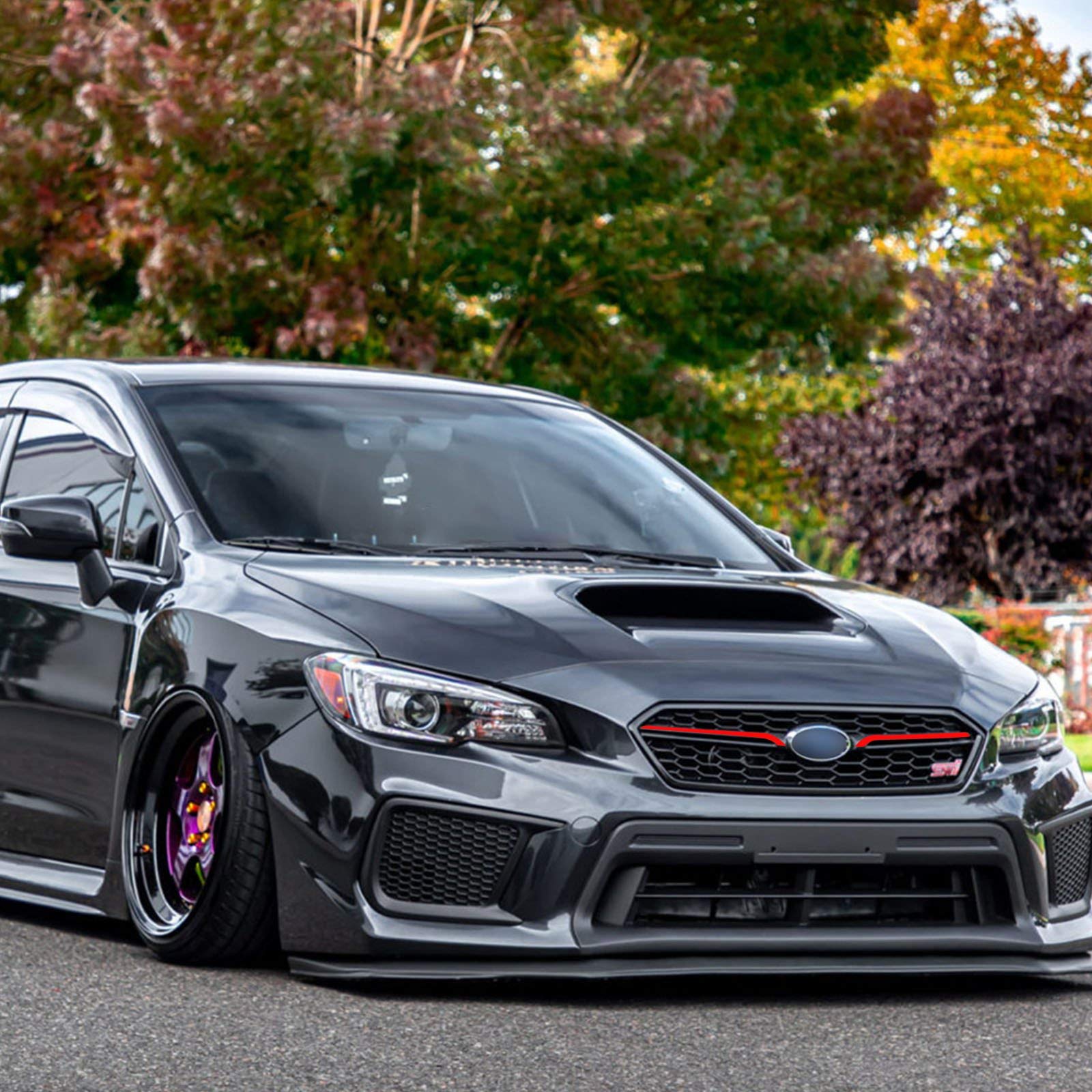 x xotic tech フロントグリル リップ ピンストライプ ビニール オーバーレイ デカール ラップ プレカット ステッカー JDM スタイル スバル WRX STI 2018-2021対応 (蛍光レッド) x xotic tech フロントグリル リップ ピンストライプ ビニール オーバーレイ デカール ラップ プレカット ステッカー JDM スタイル スバル WRX STI 2018-2021対応 (蛍光レッド)
