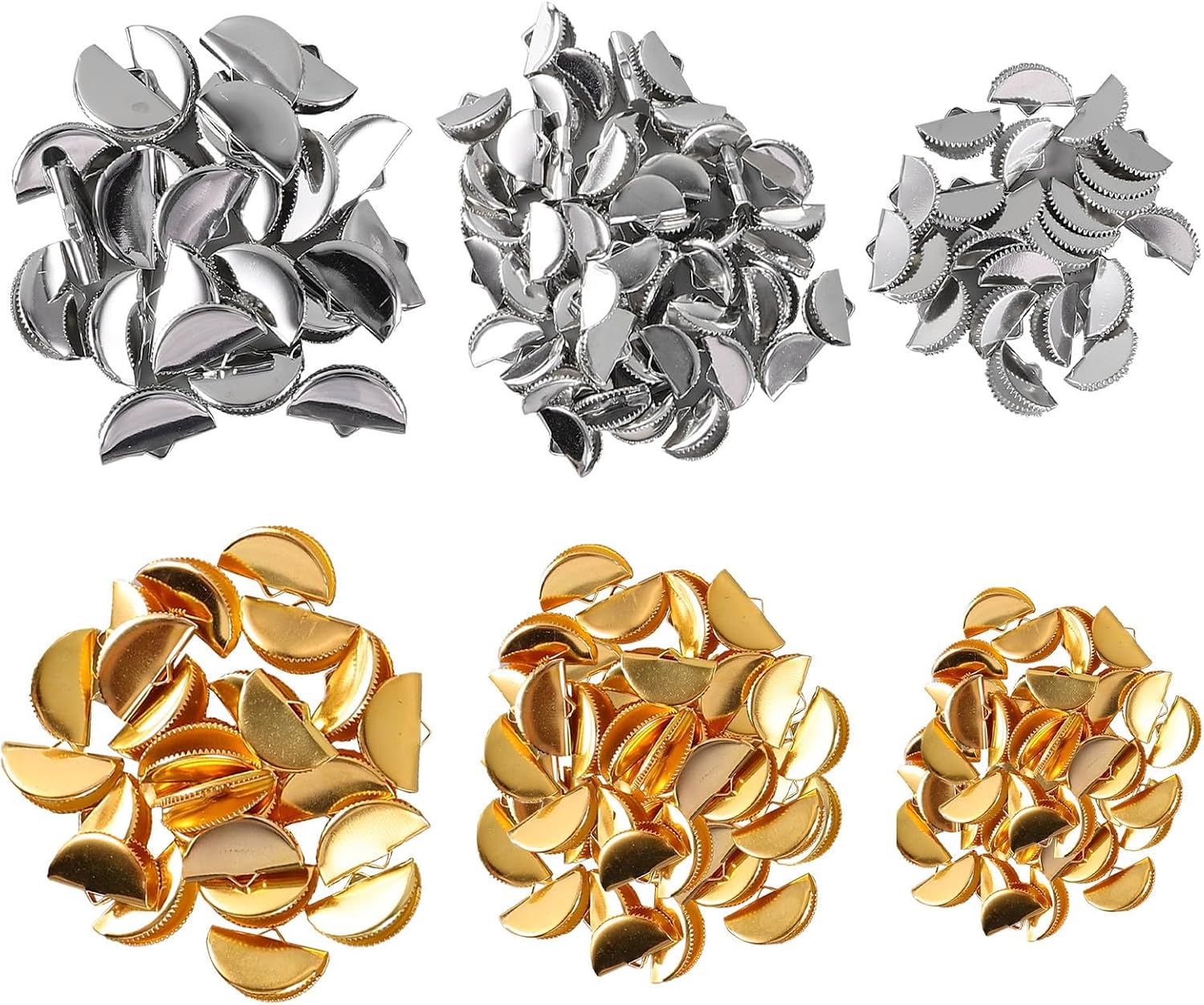 300pcs Metal Half Round Crimp Ends for Jewelry Making Projects