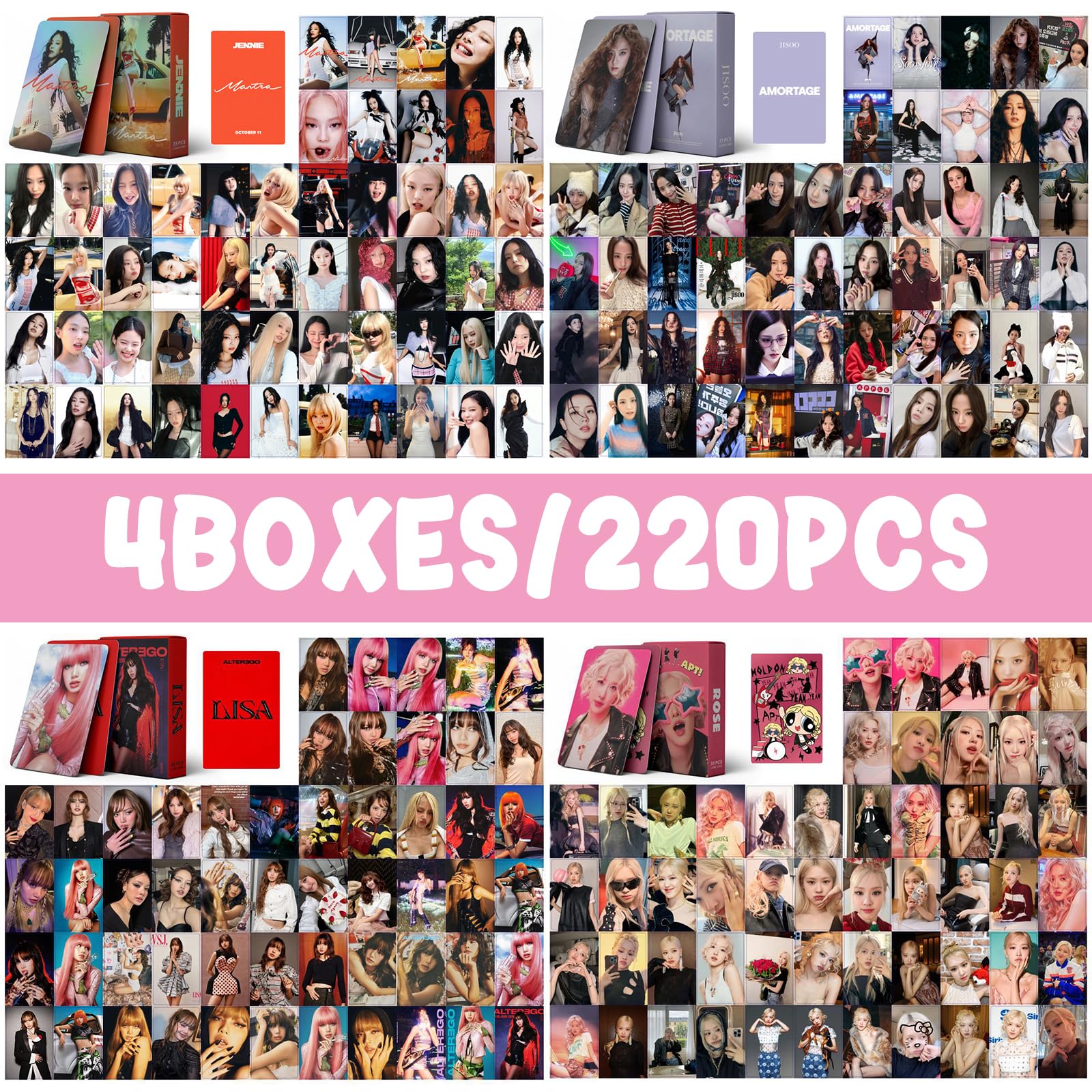 BlackPiink SOLO Photocards 4 Sets 220 pièces Cartes Album Born Merch