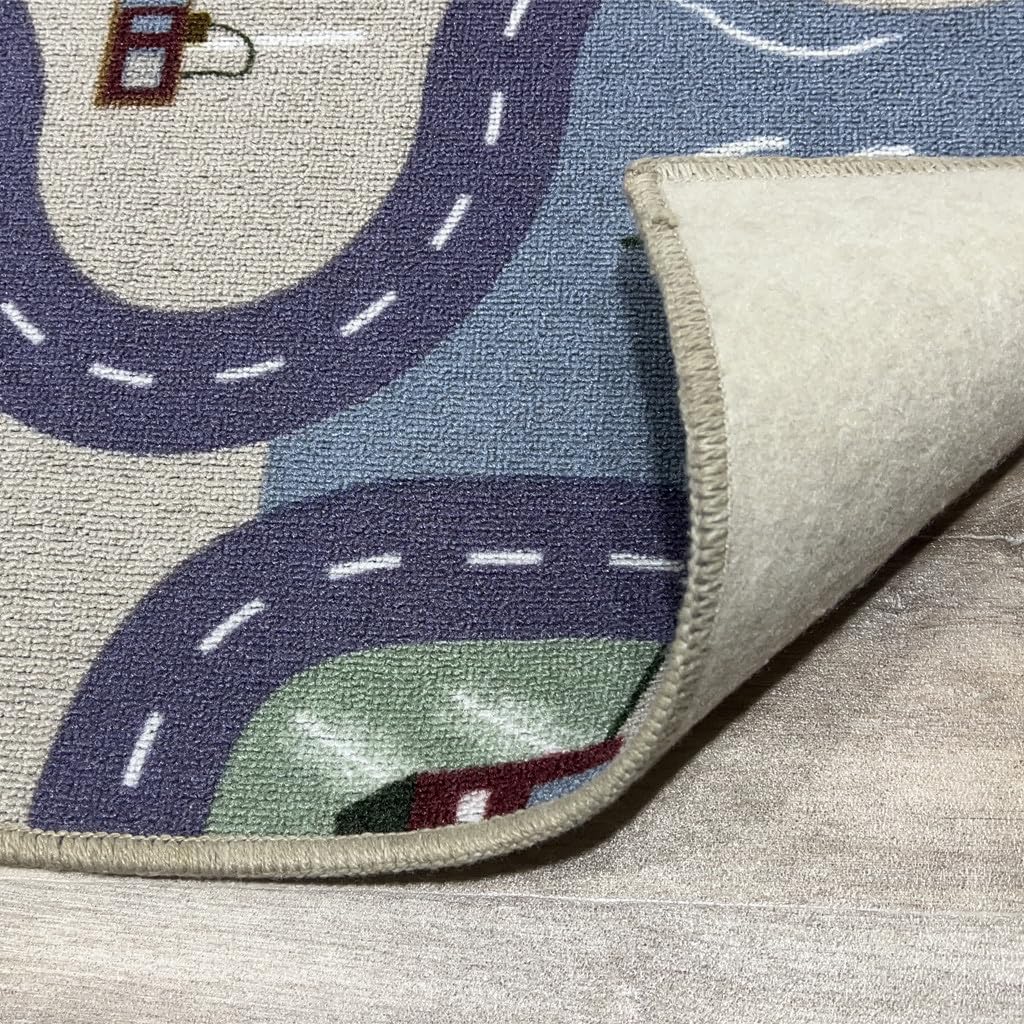 Alfombra Infantil Poble – diseño de Pueblo en Nylon Resistente– Ideal para Jugar con Coches– Segura, Lavable y Llena de Aventuras (200 x 200 cm)