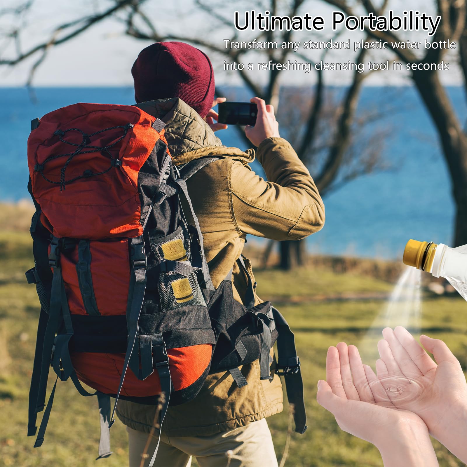 2 Pack Portable Bidet for Travel Camping Hiking Backpacking Reusable Water-Saving Bidet Nozzle with 4 Holes Spraying Compact — view 2