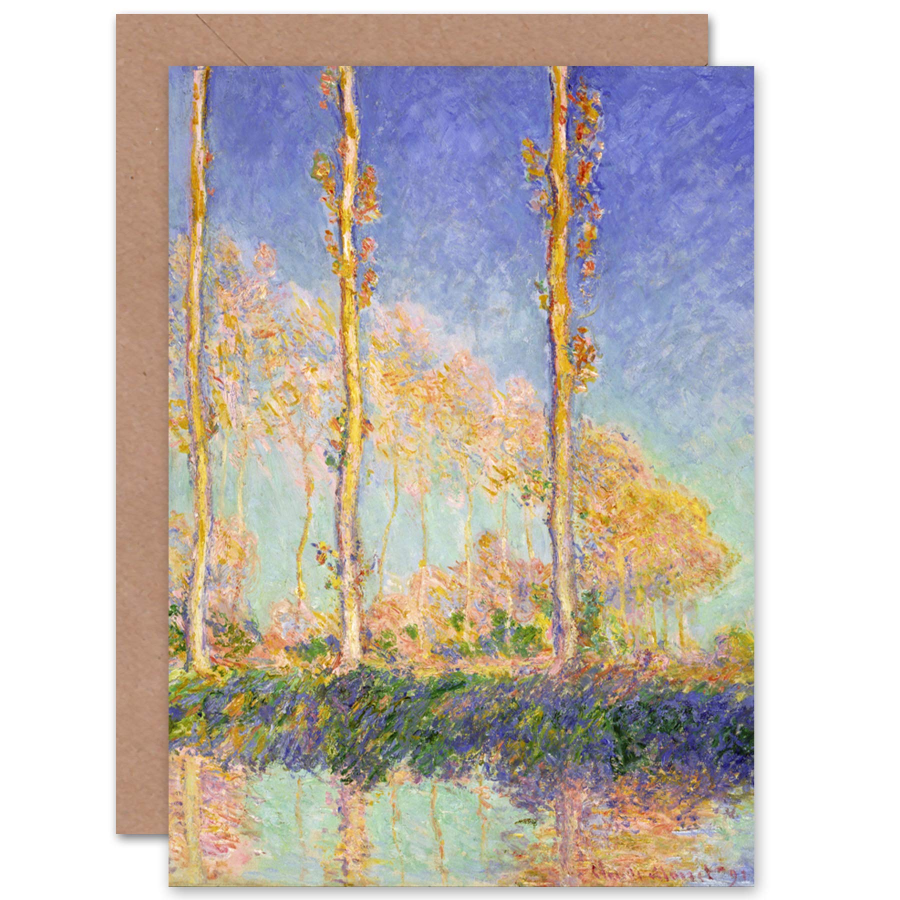 Artery8 French Poplars Claude Monet Fine Art Greeting Card Plus Envelope Blank Inside