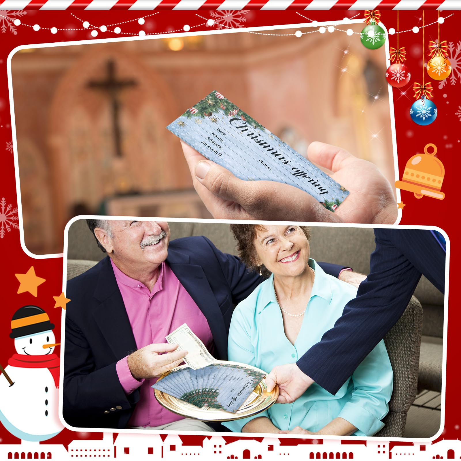 Cholemy 500 sobres de ofrendas de Navidad para iglesia de 6.3 x 3.1 pulgadas y sobres de ofrenda para iglesia, sobres religiosos de donación de diezmos, suministros de Navidad a granel (bola de