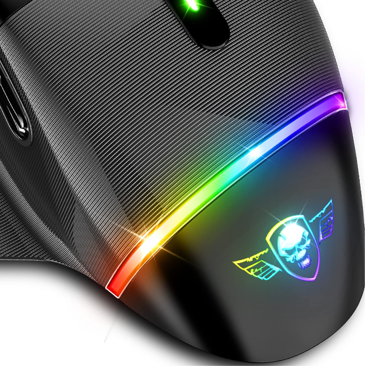 Spirit Of Gamer XPERT M800, Souris Gamer Sans Fil Rechargeable, 9 Boutons Programmables, Capteur Optique 10 000 DPI, 11 effets de Rétroéclairage RGB, Souris Ergonomique avec Repose Pouce Pour PC Gamer