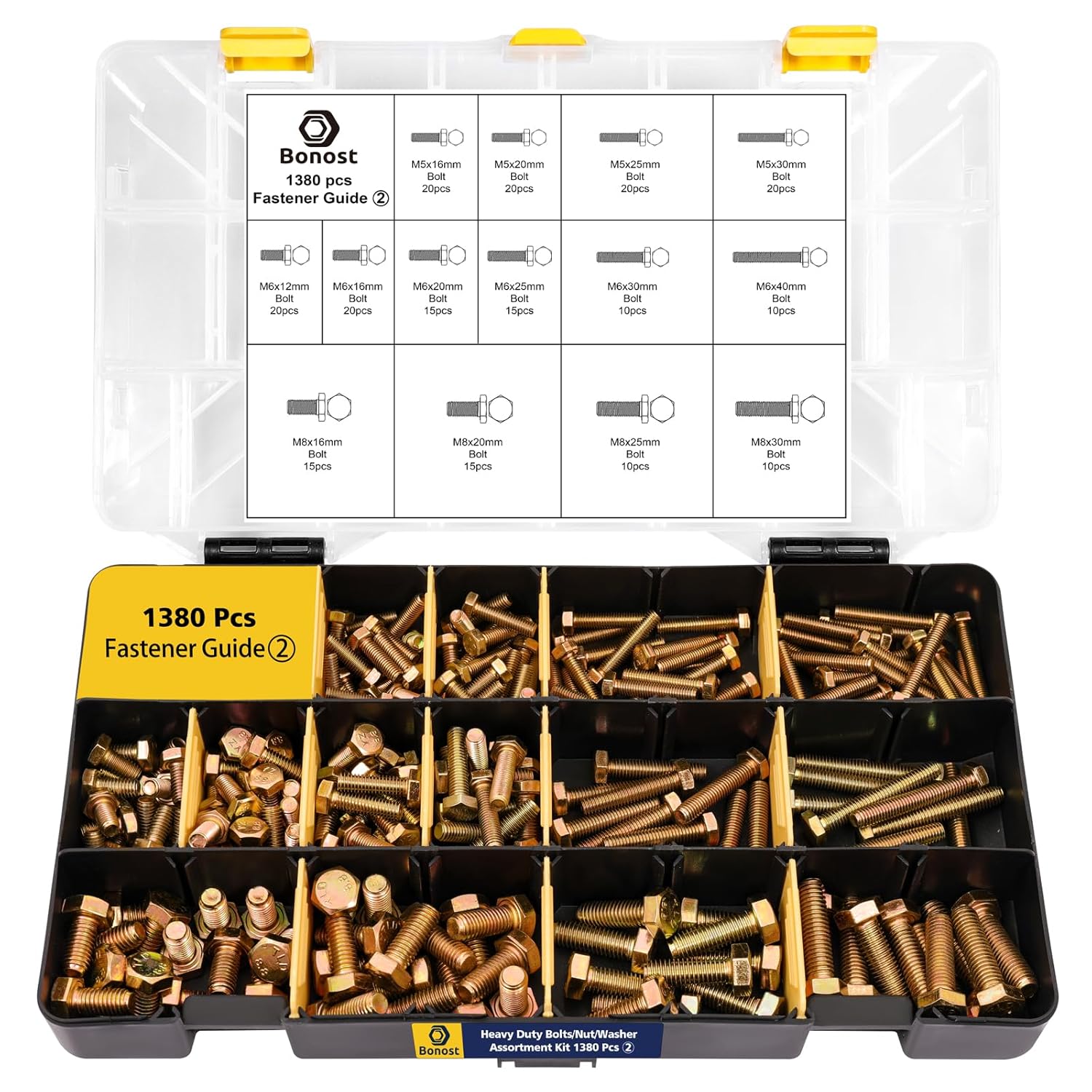 Bonost 3010pcs Hardware Assortment Kit with Assorted SAE & Metric Phillips Head Bolts, and Grade 8.8 Metric Hex Bolt Set with Matching Nuts and Lock Washers (4 Trays)