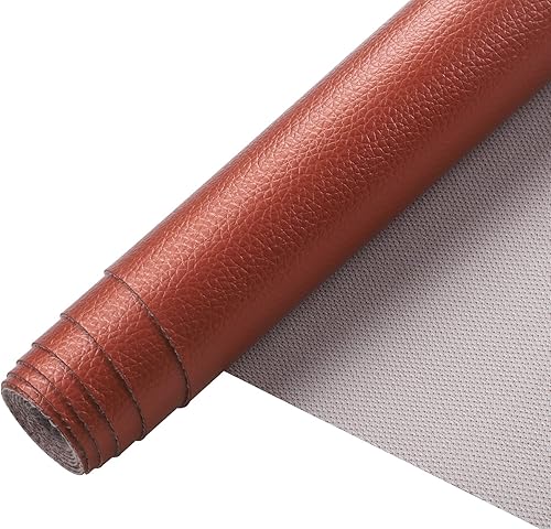 Miniatura 45 de Picheng Hojas de piel sintética de color sólido con textura de lichi, 13.8 x 53 pulgadas, rollo de piel sintética suave muy adecuado para hacer