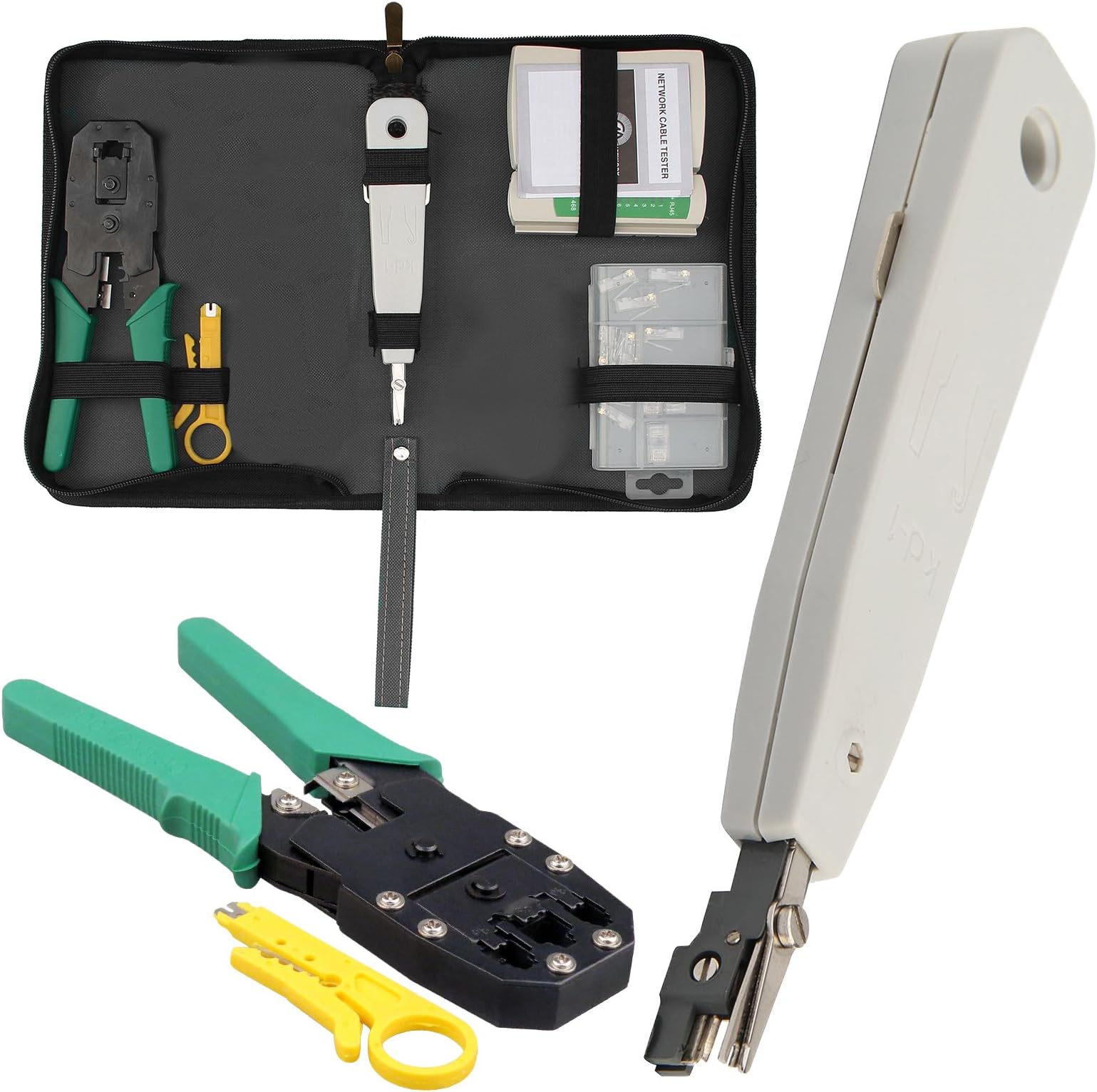 Ethernet Network Tool Kit LAN RJ11 RJ45 Cat5e TV Cable Tester Crimp Stripper Tool Set