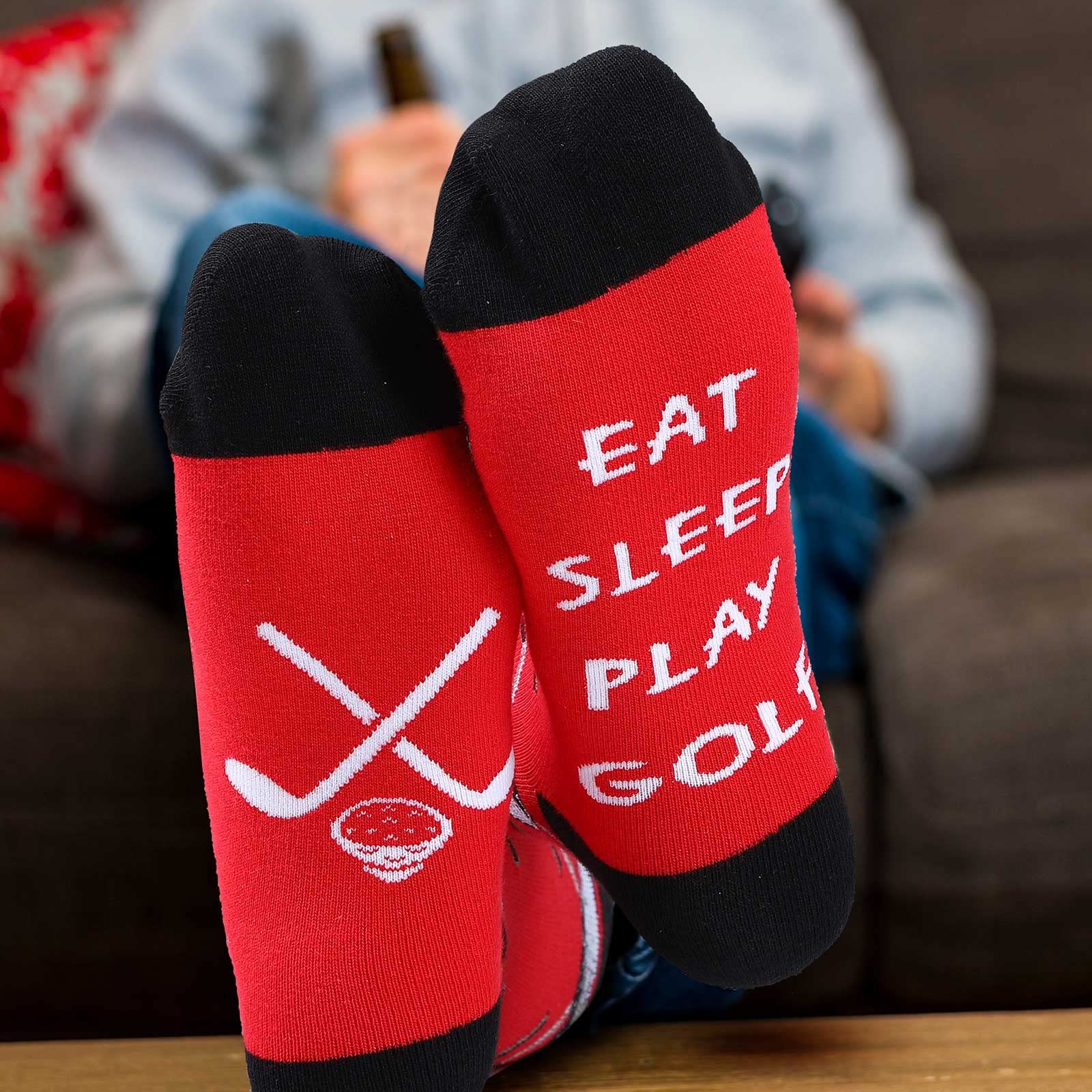 Handepo Lustige Herren-Golfsocken, Baumwolle, Golfzubehör für ihn, Weihnachten, lässig, Sport, Crew-Socken, Geschenk für Männer, Golfer, Opa, Kollegen, Mitarbeiter, Chef, 4 Paar