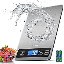 Drcowu Bilancia Cucina Digitale, 15kg Bilancia da Cucina Professionale con Funzione Tare, Grande Display LCD, Alta Precisione 1g, 0,1oz Pesa Alimenti, Facile da Leggere e da Usare, Argento