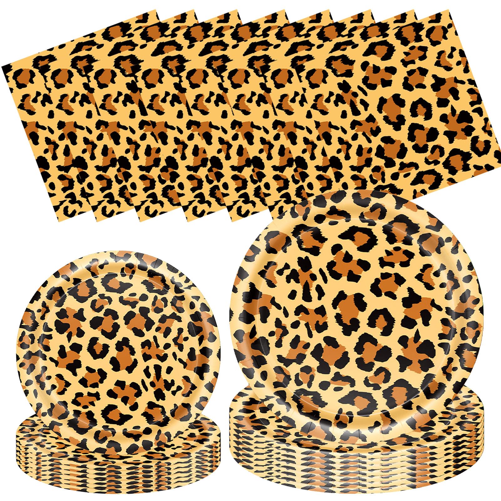 72 Pcs Leopard Print Party Decorations Pack for Teens Adults, Cheetah Print Birthday Supplies Includes Plates, Napkins Jungle Animals Themed Party Supplies, Serve 24