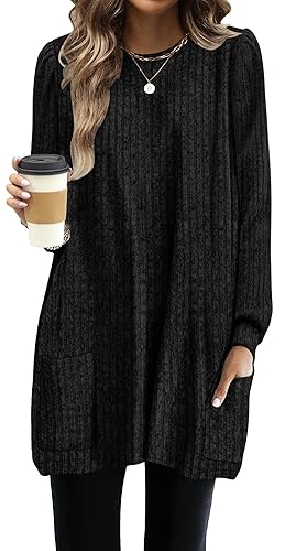 Long Sleeve Shirts for Women Long Sweaters with Pockets Tunic
