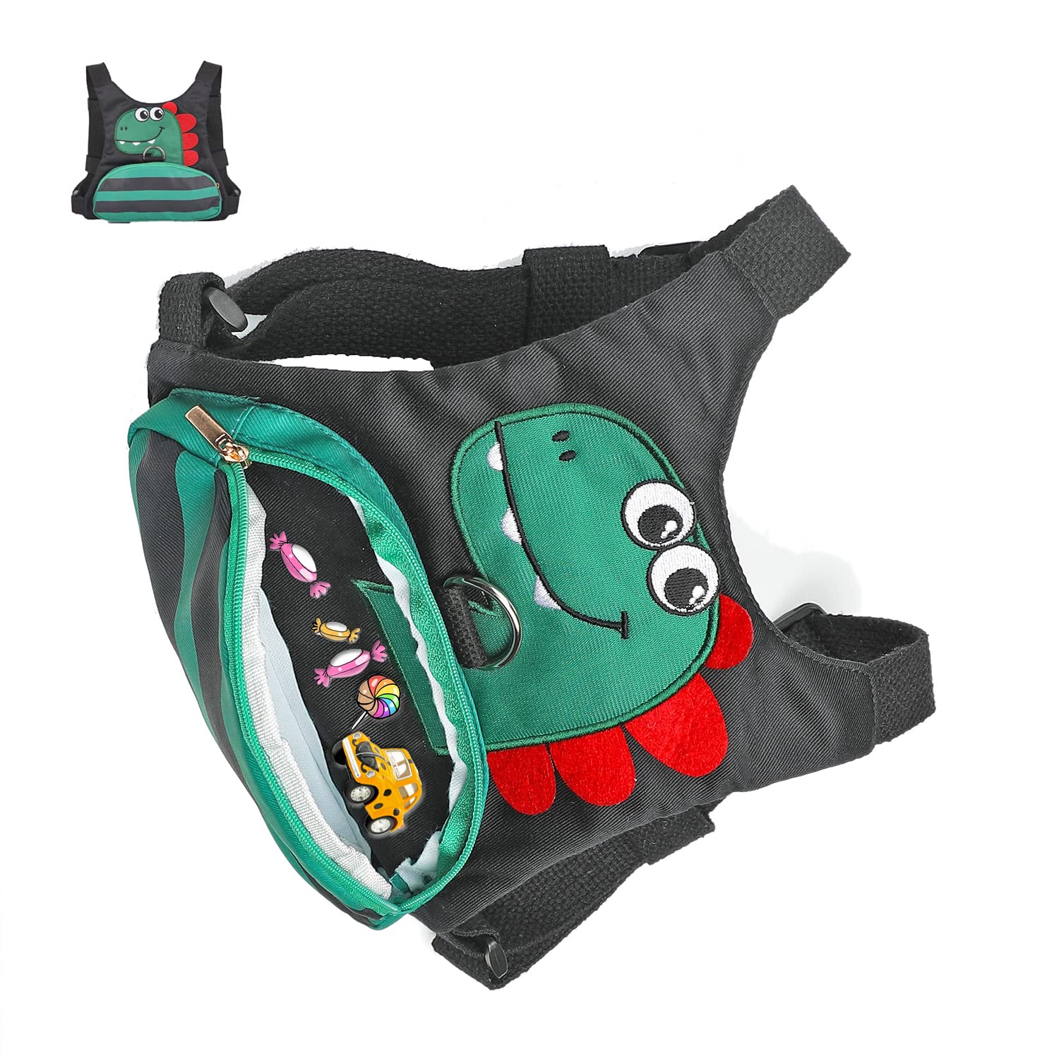 Guinzaglio per bambini, imbracatura per bambini, con anello da polso anti smarrimento, per ragazzi/ragazze (nero) 3