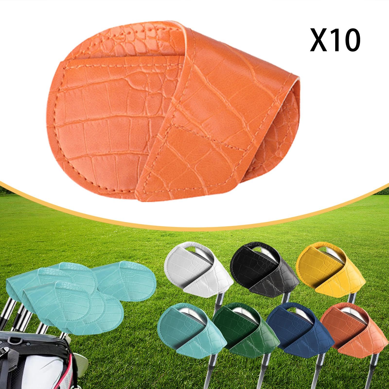 Fenteer 10 Pièces Housses de Tête de Fer de Golf Protège-fers Ensemble Club Protège-Couvre-Club PU Cuir Imperméable Protection Convient Aux Cadeaux Sa