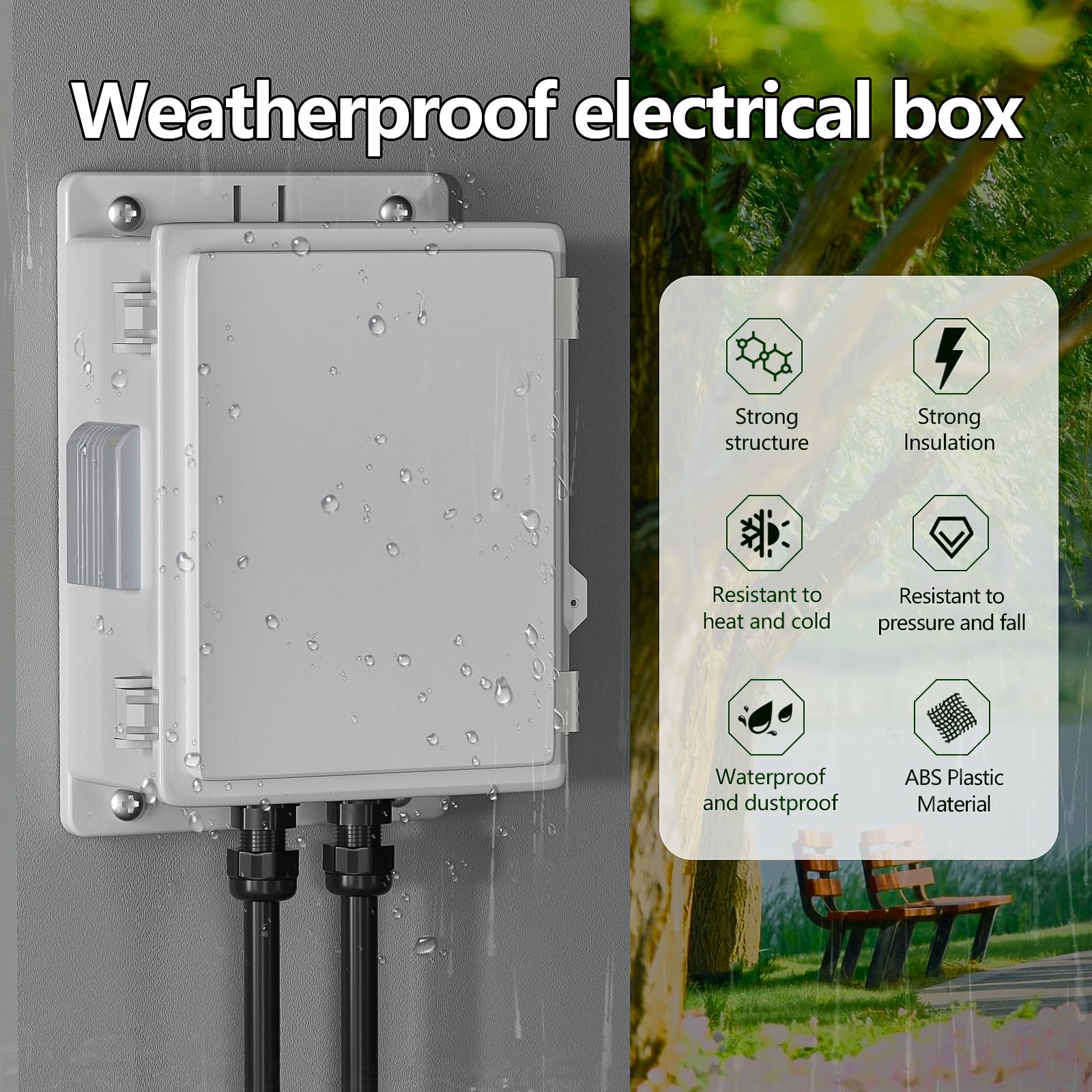 CQENPR Outdoor Waterproof Electrical Junction Box, ABS Water Resistant Enclosure with Internal Mounting Panel & Hinged Cover (10,4