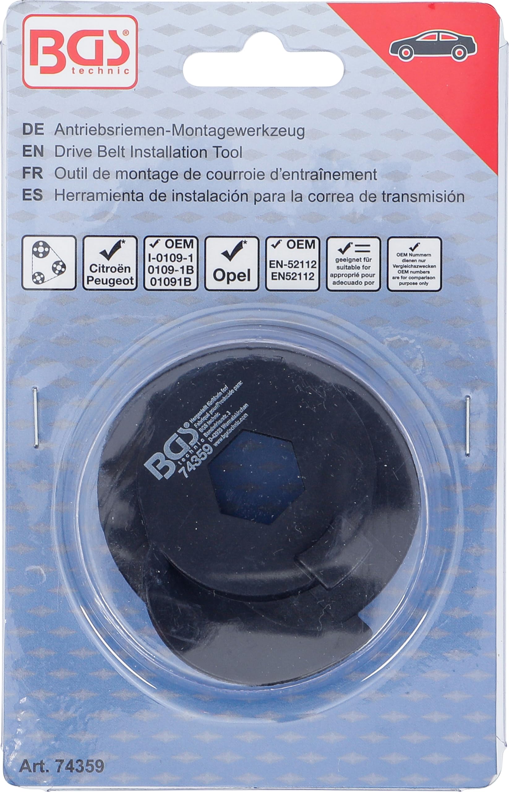 BGS 74359 | Utensile per montaggio cinghia di trasmissione | per Citroën, Opel, Peugeot 1.0, 1.1, 1.2 L