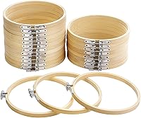 Vista 10 de Caydo 24 aros de bordado de 2.5 pulgadas a granel, pequeños aros de punto de cruz, círculo de bambú, mini aros de bordado para adornos de Navidad