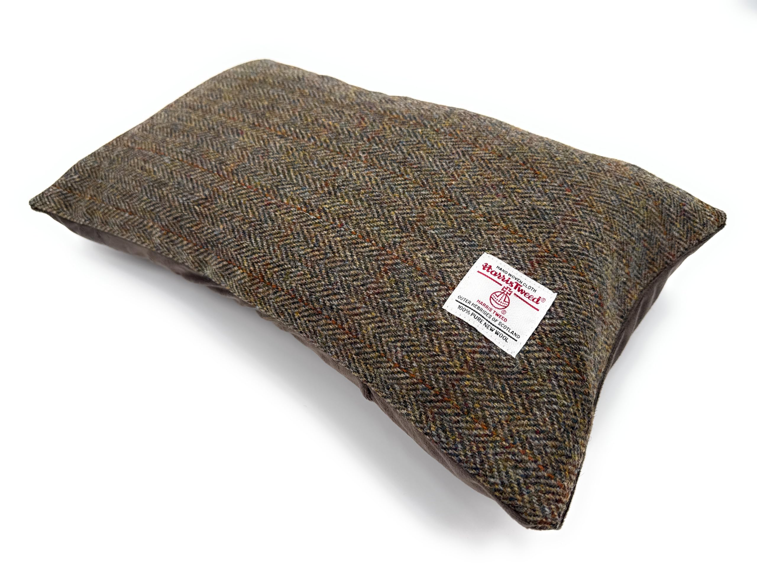 Tartan Tweeds Brown Herringbone Harris Tweed Rectangular Cushion With Velvet Back Made In Scotland (Brown Herringbone)