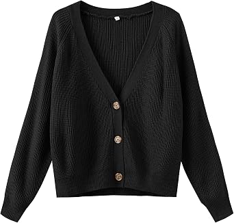 TASAMO Womens Long Sleeve Knit Sweater Open Front Cardigan Button Loose Outerwear