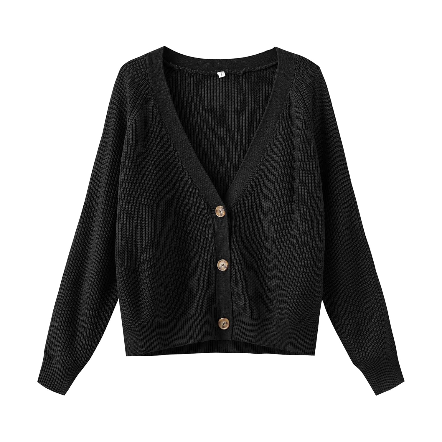 TASAMO Womens Long Sleeve Knit Sweater Open Front Cardigan Button Loose Outerwear
