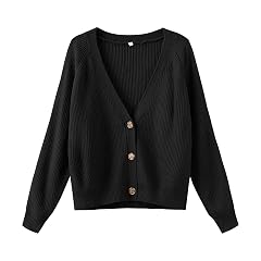 TASAMO Womens Long Sleeve Knit Sweater Open Front Cardigan Button Loose Outerwear