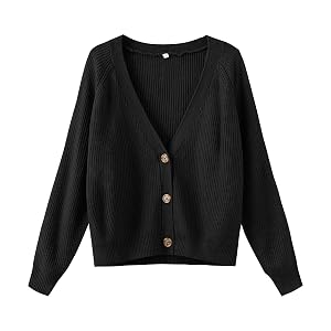 TASAMO Womens Long Sleeve Knit Sweater Open Front Cardigan Button Loose Outerwear