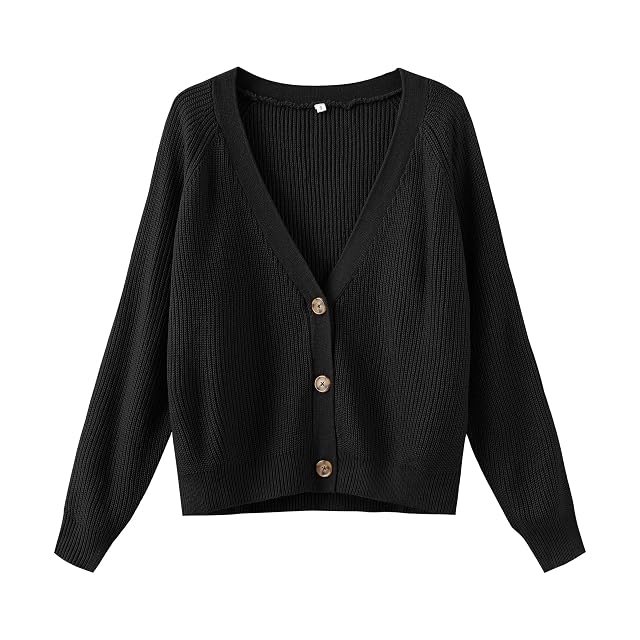 TASAMO Womens Long Sleeve Knit Sweater Open Front Cardigan Button Loose Outerwear