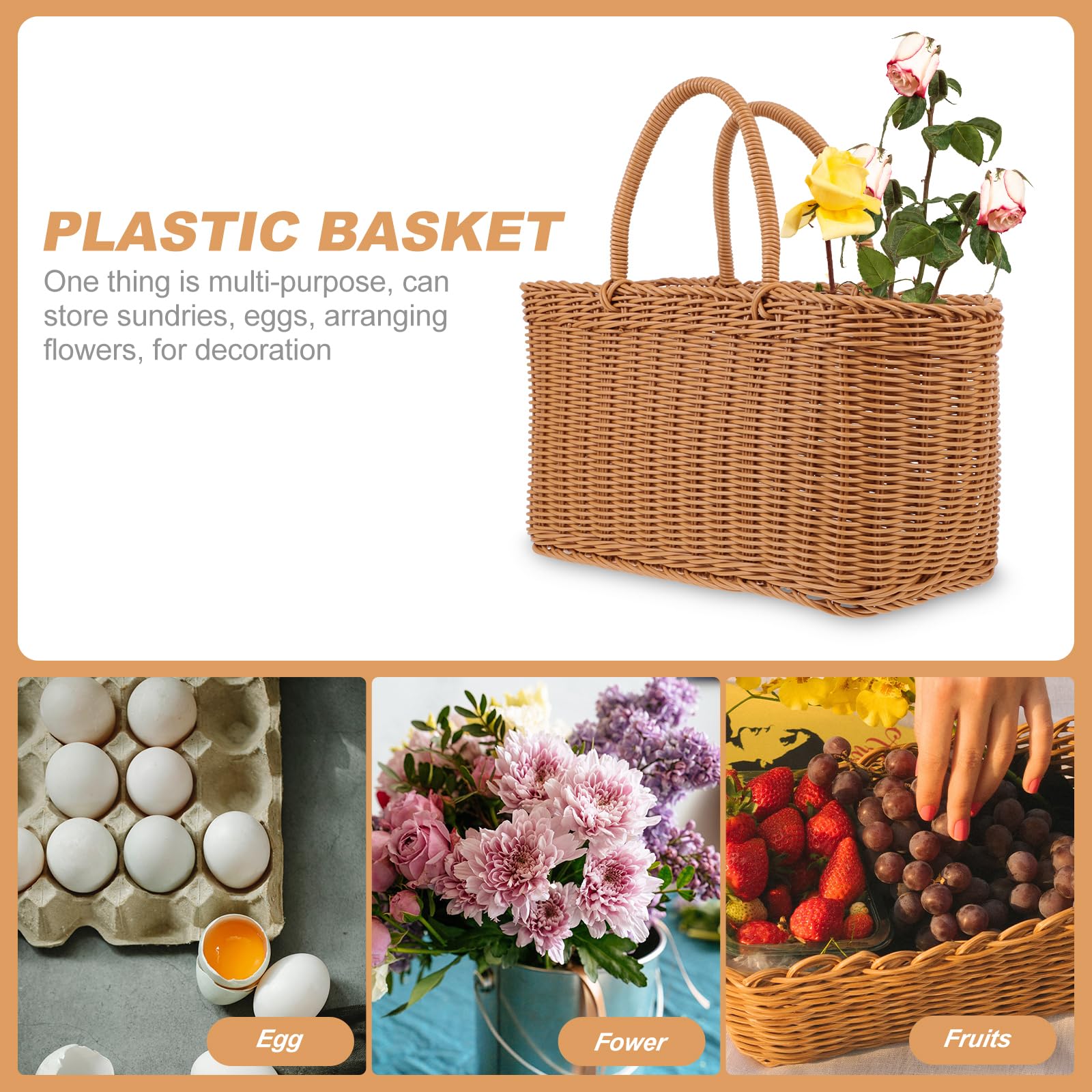 Fruit Holder Rattan Basket Imitation Wicker Baskets Organizer Storage Tote Outdoor Rattan Wicker Picnic Hamper