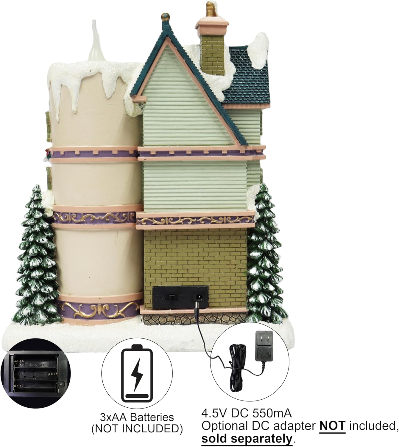 MOMENTS IN TIME Vintage Custom Candlemaker Christmas Village House with LED Lights and 8 Classic Carols Battery Operated Hand Painted Polyresin Holiday Decor Collectible 10.43”H