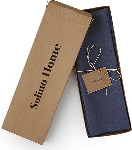 Miniatura 3 de Solino Home - Manteles individuales Fête de 100 % lino puro, 14 x 19 pulgadas, color azul marino, juego de 4 manteles individuales de lino puro,