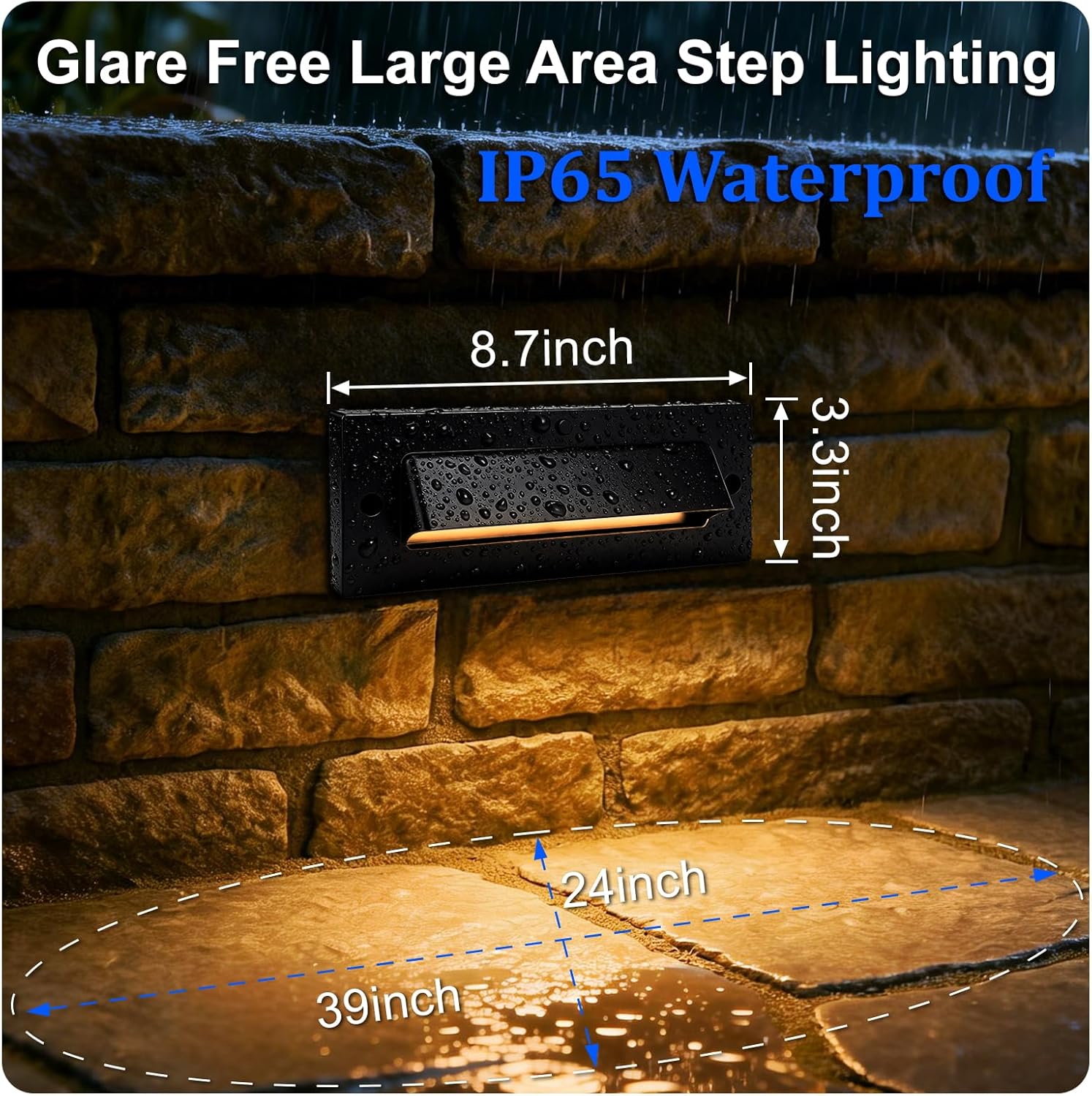 Outdoor Step Lights, 5W 12V Landscape LED RGB Color Changing Outdoor Low Voltage Deck Step Stair Lights Wired for Railing Fence Retaining Wall Christmas Decorations, Heavy Duty, Black, 6PK