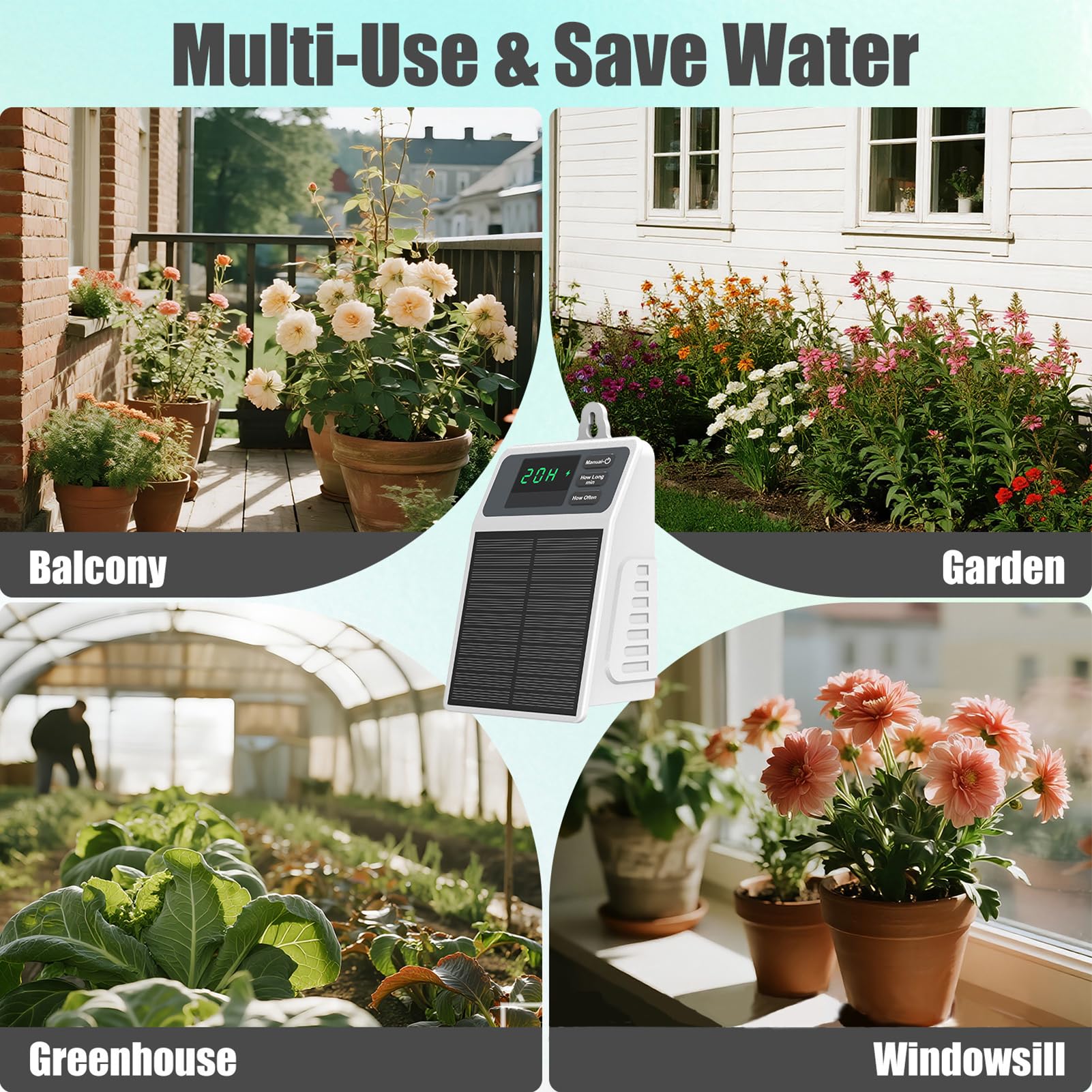 Kit di Irrigazione Solare Automatica a Goccia con Timer Intelligente per 10 Piante in Vaso