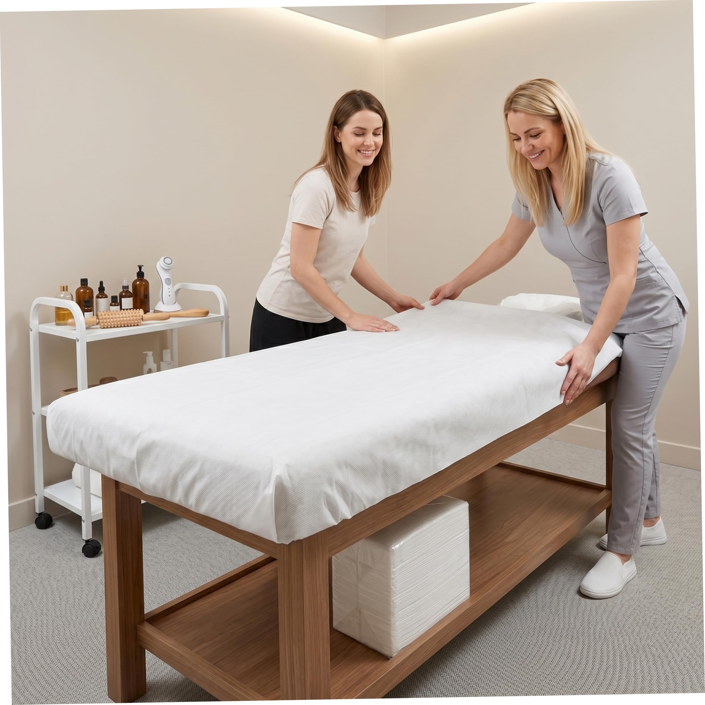 100 Sábanas Desechables, Funda de Cama de Masaje Impermeable a Prueba de Aceite con Sábanas No Tejidas con Orificio para la Cara para Salón de Belleza Spa, 31.5x71 Pulgadas, Desechable, Mesa de Masaj